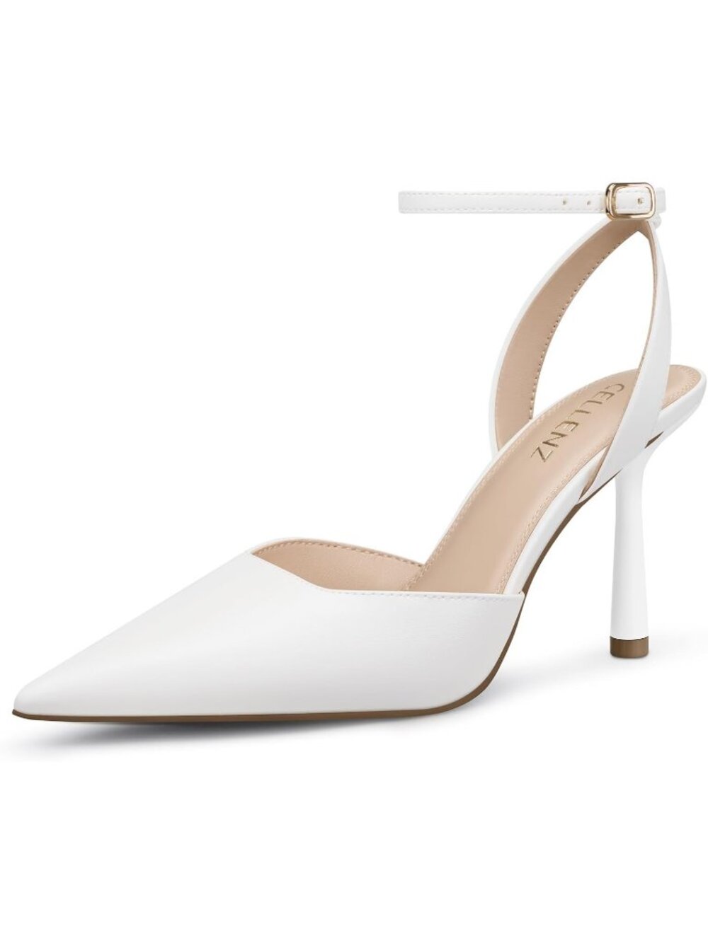 Women's 88 White Pu Stiletto Heels Pumps Comfort Closed Toe Party Dressy Shoes